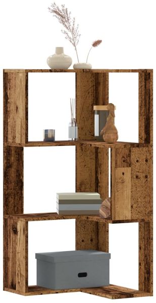 vidaXL Eck-Bücherregal 3 Böden Altholz-Optik 50x50x102cm Holzwerkstoff 852598