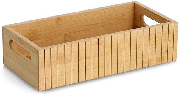 ZELLER 25679 Aufbewahrungsbox mit Grifflöchern, Bambus ca. 30 x 15 x 8 cm