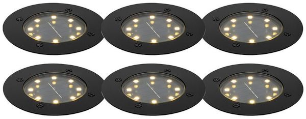 Qazqa LED Solarleuchte Terry, LED fest integriert, Extra-Warmweiß, QAZQA Solar­leuchte, integrated, Schwarz, Aluminium, Modern