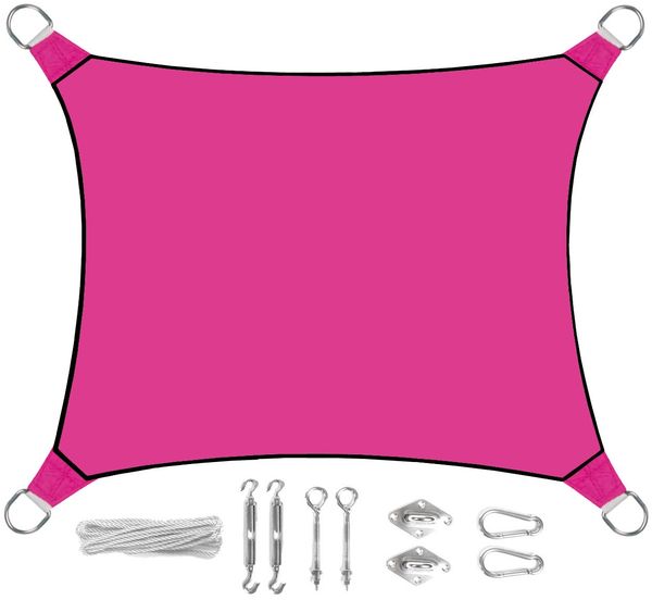 Sonnensegel Rechteckig 2x3m Pink mit Ösenset - Sonnenschutz für Balkon Terrasse