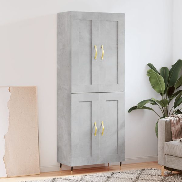 vidaXL Highboard Betongrau 69,5x34x180 cm Holzwerkstoff 3199669