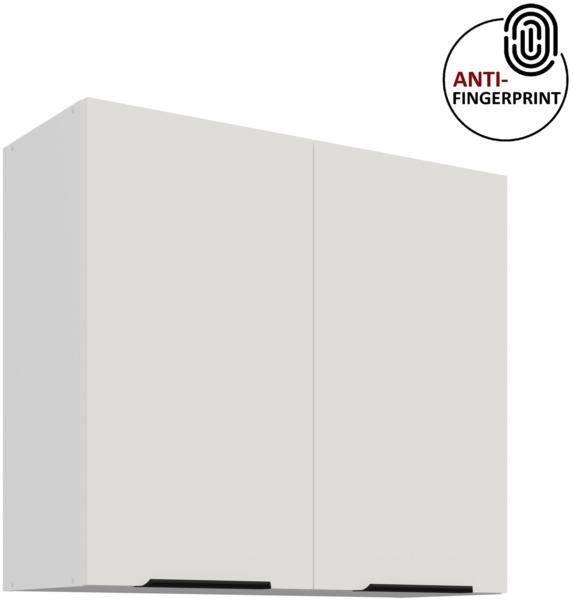Küchen Hängeschrank 80 cm ARIA Weiss ultra matt + Weiss matt, hochwertige Fronten mit Anti Fingerprint Beschichtung Küchenzeile Küchenblock
