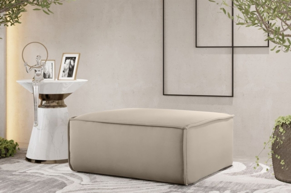 Polsterhocker Designerhocker CELES PREMIUM 105x105 cm Stoff Opera Velvet Beige