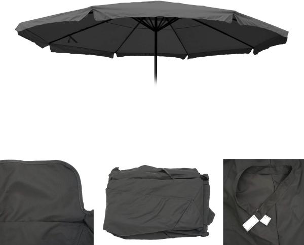 Ersatz-Bezug für Sonnenschirm Meran Pro, Gastronomie Marktschirm mit Volant Ø 5m, Polyester ~ anthrazit