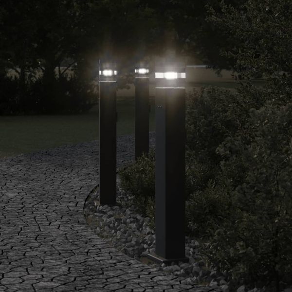 vidaXL Wegeleuchten mit Steckdose 3 Stk. Schwarz 80 cm Aluminium 4006408