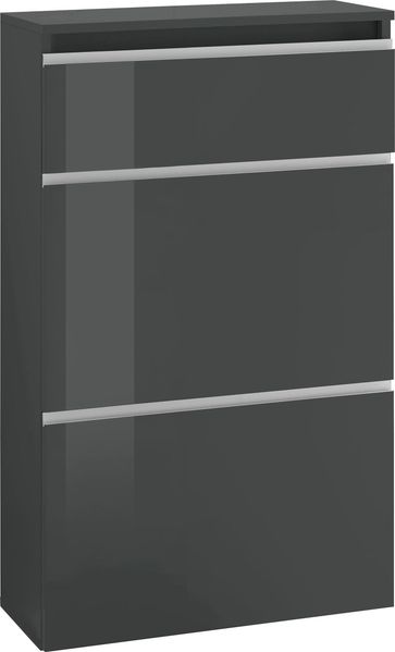 Schuhschrank >Magione< in Anthrazit Hochglanz - 60x108x26.5cm (BxHxT)