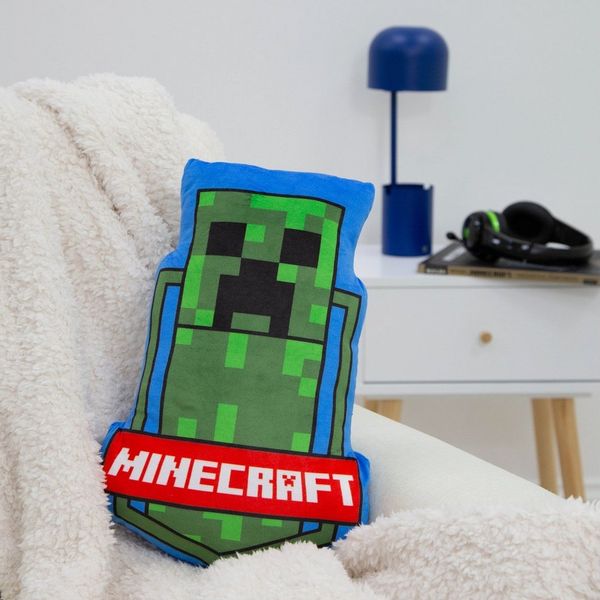 MTOnlinehandel Dekokissen Minecraft 24 x 35 cm, Kuscheltier in 3D- Form, Creeper, kuschelig & weich, ideal für Sofa oder Leseecke