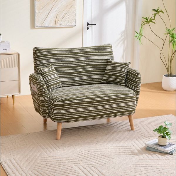 BlingBin 2-Sitzer Polstersofa mit Armlehne, Doppelsofa mit 2 Kissen, Sofa 1 Teile, Zweisitzer-Sofa, modernes Sofa, für Schlafzimmer, Zimmer, Wohnungen