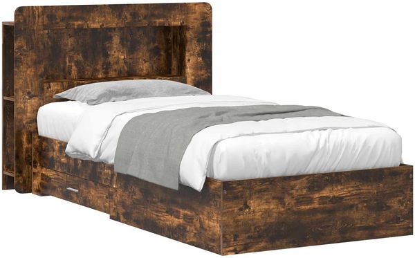vidaXL Bettgestell mit Stauraum Geräucherte Eiche 90 x 190 cm 3433819