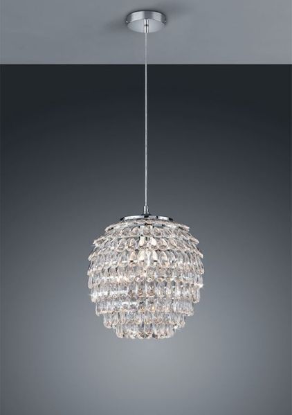 LED Hängeleuchte mit Kristall Behang aus Acryl, Ø 35cm