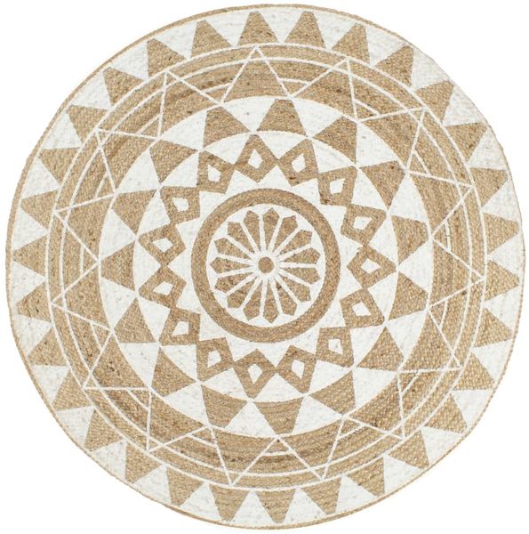 vidaXL Teppich Handgefertigt Jute mit weißem Aufdruck 120 cm [133696]