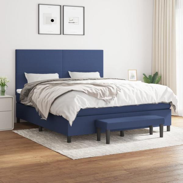 vidaXL Boxspringbett mit Matratze Blau 180x200 cm Stoff 3136459