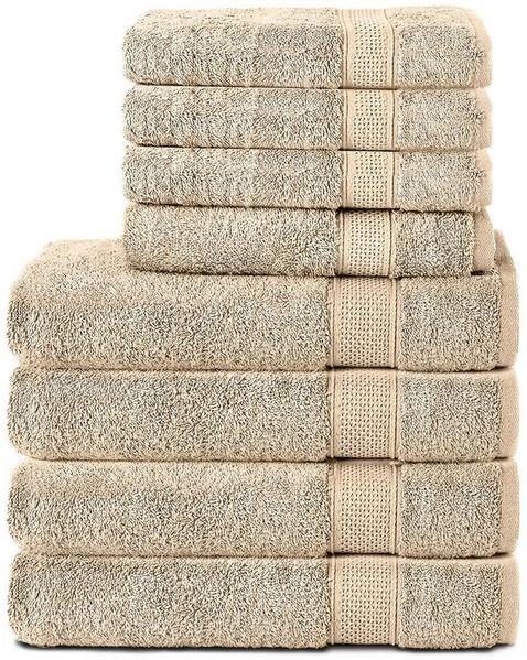 Komfortec Handtuch Set aus 100% Baumwolle, 4 Handtücher 50x100 cm und 4 Badetücher 70x140 cm, Frottee (Packung, 8-St), Duschtücher & Badehandtuch, Weich, Towel, Groß
