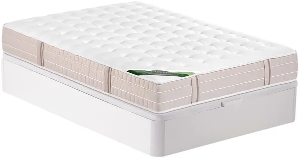 Vente-unique - VIREVO Mattress and bed base set StoffHolz, Platte Weiß - B 160 cm x H 30 cm x L 200 cm