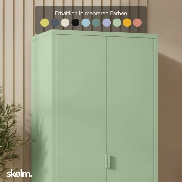skølm 'Ituri' Kleiderschrank, Metall, 170x45x80 cm, grün, Garderobe mit 4 Fächern und 2 Kleiderstangen Bild 8