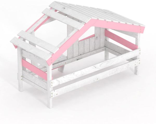 BIBEX ‘Apart Chalet‘ Hausbett ohne Zubehör, massive Kiefer, weiss/rosa, 90 x 200 cm Bild 5