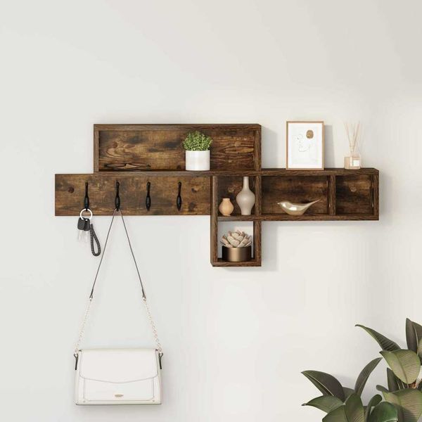 vidaXL Wandmontierter nachttisch Geräucherte Eiche 100 x 12 x 43,5 cm 874415
