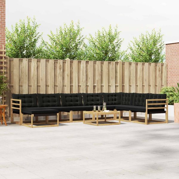 vidaXL Outdoor-Sofagarnitur 9 pcs Weiß und Schwarz Massivholz Akazie 3388986