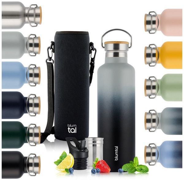 Blumtal Thermoflasche Thermosflasche 1L - doppelwandige Flasche Edelstahl 1L - BPA frei