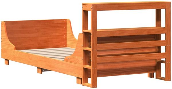 vidaXL Massivholzbett ohne Matratze Wachsbraun 75x190 cm Kiefernholz 3306485 Bild 8