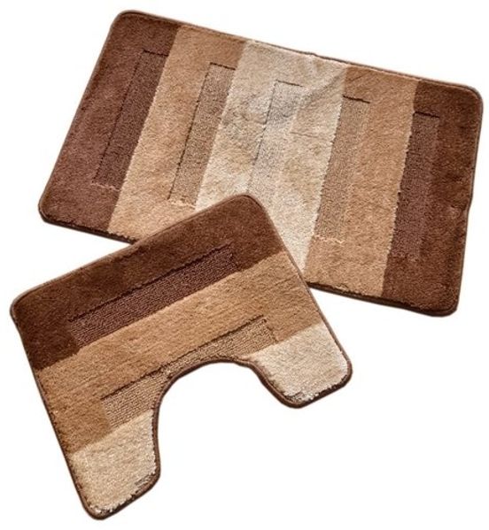 oKu-Tex Badematte Badgarnitur 2-teilig mit Ausschnitt, weich & rutschfest, fußbodenheizungsgeeignet, strapazierfähig, Polypropylen, WC-Vorleger Set mit Ausschnitt, weicher Flor, waschbar, flauschig Bild 4