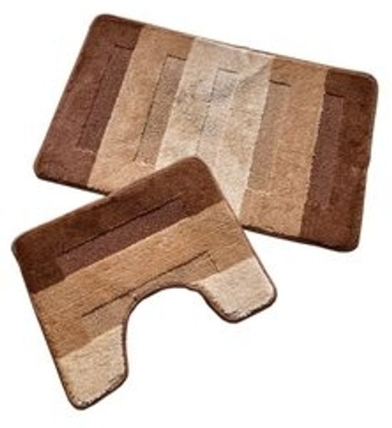 oKu-Tex Badematte Badgarnitur 2-teilig mit Ausschnitt, weich & rutschfest, fußbodenheizungsgeeignet, strapazierfähig, Polypropylen, WC-Vorleger Set mit Ausschnitt, weicher Flor, waschbar, flauschig Bild 6