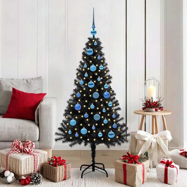 vidaXL Weihnachtsbaum mit 150 LEDs mit Ständer Schwarz 150 cm PVC 3396472