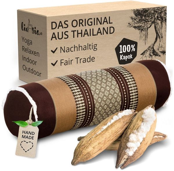 livasia Nackenrolle Nackenrolle, vegan und handgefertigt, Ø 17x56cm, Kapok
