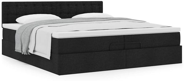 vidaXL Ottoman-Bett mit Matratze Schwarz 200x200 cm Stoff 3311652 Bild 4