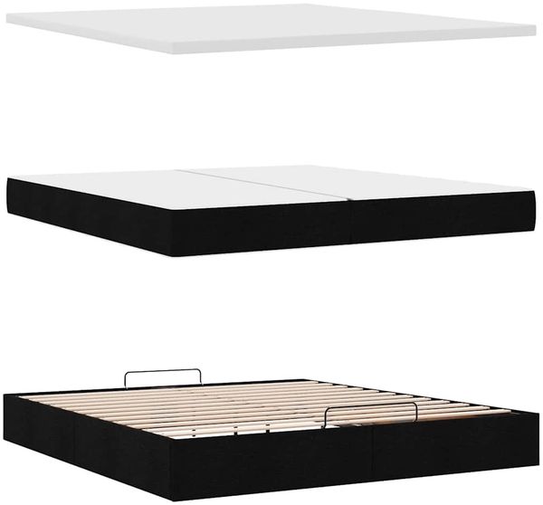 vidaXL Ottoman-Bett mit Matratze Schwarz 200x200 cm Stoff 3311652 Bild 7