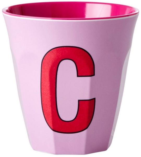 Rice Two Tone Pink Melamin Becher Buchstabe C