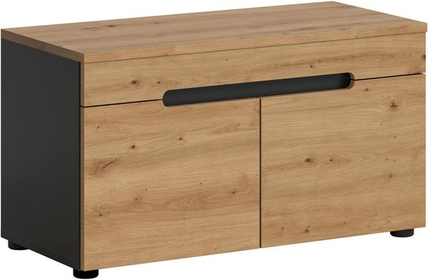 INOSIGN Sitzbank Rehat, Breite 80cm, in Basalt grau/Artisan Eiche, 2 Türen, Garderobenbank, Flurbank, Dielenbank, Bank mit Stauraum, Bank