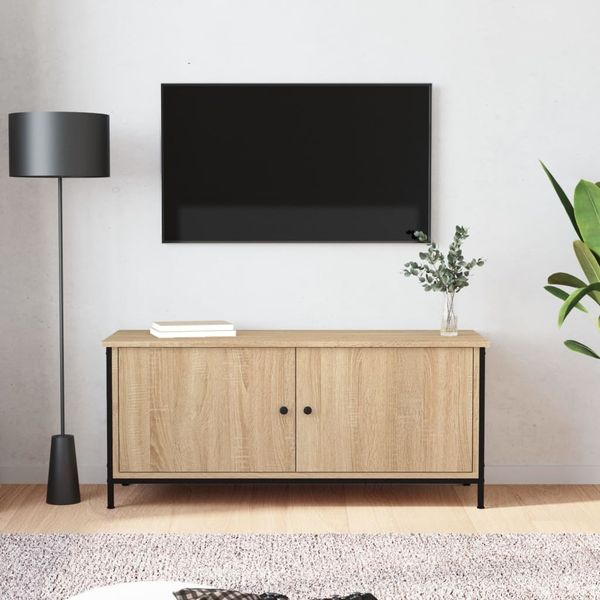 TV-Schrank, TV-Lowboard mit Türen Sonoma-Eiche 102x35x45 cm Holzwerkstoff