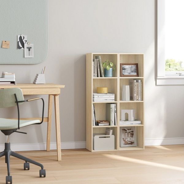 Woltu Bücherregal, 1-tlg, Bücherregal aus MDF helle Eiche 30x24x106 cm