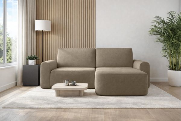 AX LIVING Sofa 250 cm Breit mit Schlaffunktion Otterton in Braun - R