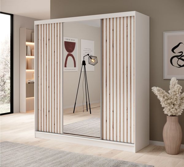 Schiebetürenschrank Schrank BRITE in Weiß 200 x 215 x 61 cm