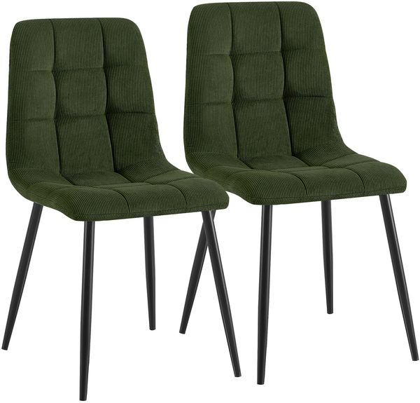 CLP 2er Set Esszimmerstühle Antibes Cordbezug gepolstert Rückenlehne bis 150 kg,grün
