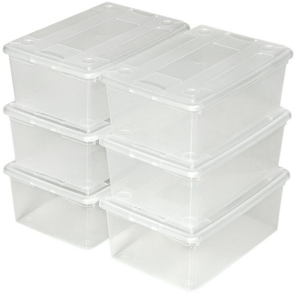 tectake Stapelbox 6er-Set Schuhbox (Volumen: 6,4 L)