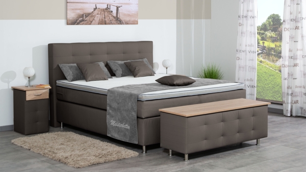 Meisterbetten Boxspringbett Lago 100x200 in KL-Elephant, Matratzenbezug Nano, Ergoflex-Topper