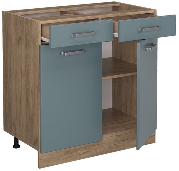 Küchenunterschrank R-Line Blau-Grau 80 cm ohne Arbeitsplatte Vicco Bild 3