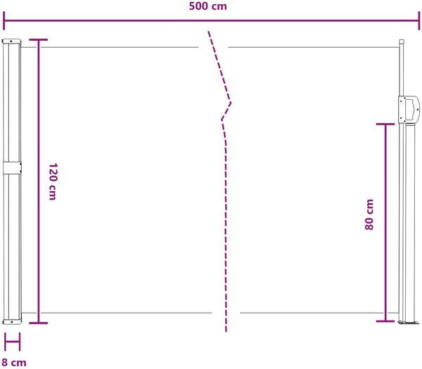 vidaXL Ausziehbares Seitenmarkise Grau 500 x 120 cm Polyester 42035458 Bild 8