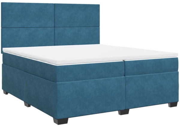 vidaXL Boxspringbett mit Matratze Blau 200x200 cm Samt 3291000