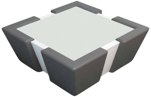 Couchtisch Apollonia LED - Büffelleder - grau-weiß