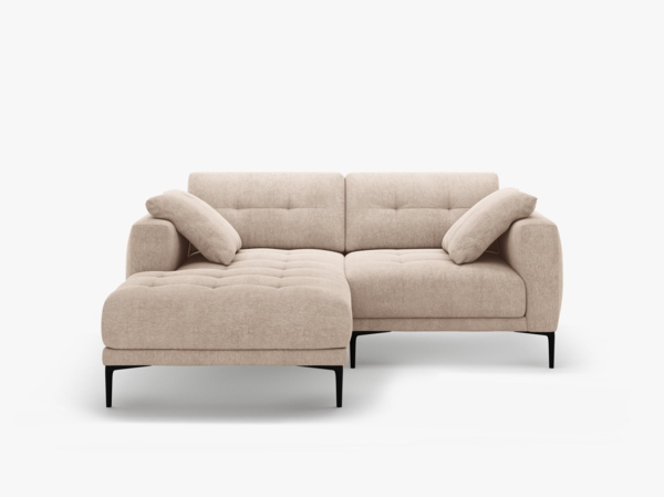 Micadoni Ecksofa Bemy 2-Sitzer Links Strukturierter Stoff Sand