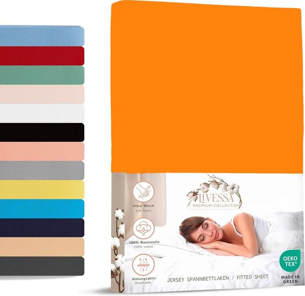 livessa Spannbettlaken Jersey Spannbettlaken Bettlaken Baumwolle weich Rundumgummi, Jersey, Gummizug: Rundumgummizug, In 9 Größen und vielen Farben erhältlich aus 100% Baumwolle