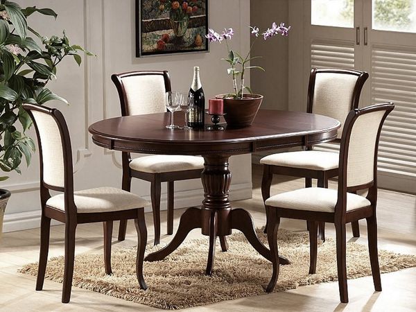 Esszimmerstühl Olivia Küchenstuhl Ausführung Nussbaum dunkel / beige