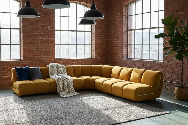KAWOLA Modulsofa LAYLA Ecksofa 5 Module Velvet gelb 74 x 305 x 305 cm
