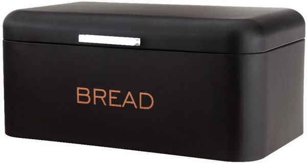 Brotkasten mit Deckel aus hochwertigem Metall-Edelstahl Schwarz 34 x 18 x 20 cm