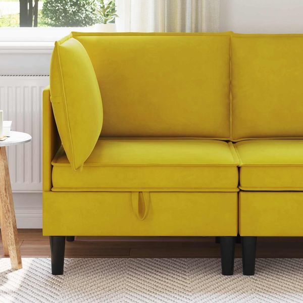 vidaXL Sofa mit Stauraum Gelb Samt 42027083
