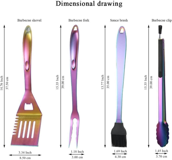LuxusKollektion Grillzubehör-Set, 4-teilig, Titan-Edelstahl, Regenbogen Bild 2